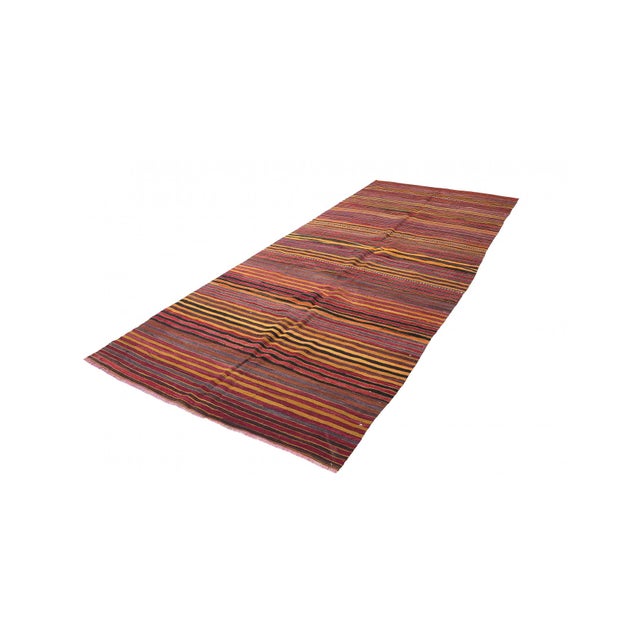 Mid-Century Modern Vintage Striped Area Kilim Rug - 5`3" X 13`5" For Sale - Image 3 of 6