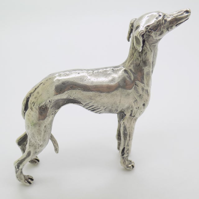 Vintage Italian Handmade Genuine Silver Large Greyhound Dog Figurine Sculpture, Made in Tuscany (Arezzo, Italy)) For Sale - Image 4 of 13