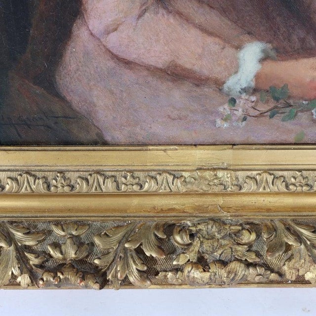 Oil on Canvas Portrait of a Maiden by Grant in Newcomb Macklin Attr Frame C1890 For Sale - Image 14 of 14