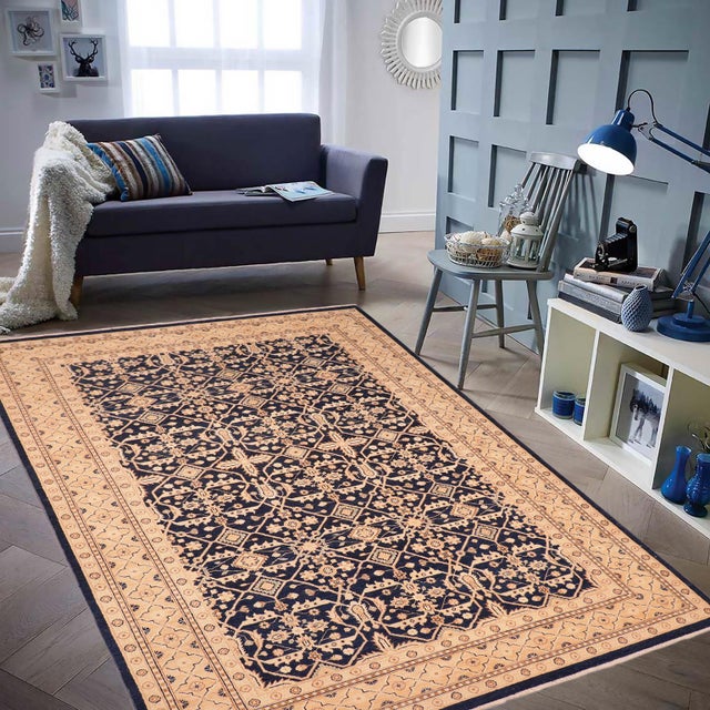 "Enhance the ambiance of your home with this magnificent Persian-influenced Turkish hand-knotted rug made by skilled...