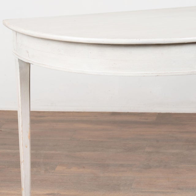 White Late 19th Century Swedish White Large Demi Lune Side Tables Consoles For Sale - Image 8 of 12