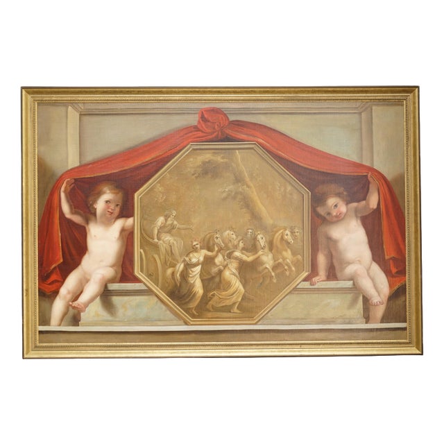 Classical Putti Revealing the Chariot of Apol, 1860, Oil Painting For Sale