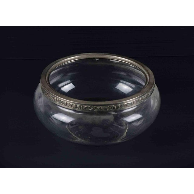 Mid-Century Italian Glass Candy Box with Pewter Cover For Sale - Image 3 of 6
