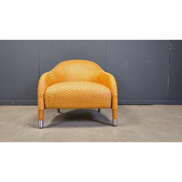 Braided Leather Armchair by Antonio Citterio, 1980s For Sale - Image 9 of 13