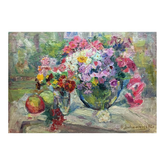 1960s Oil Painting Lilac Dovgalevskaya Vera Veniaminovna For Sale