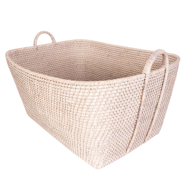 Artifacts Saboga Home Everything Basket with Hoop Handles in White Wash - 25" For Sale - Image 12 of 13