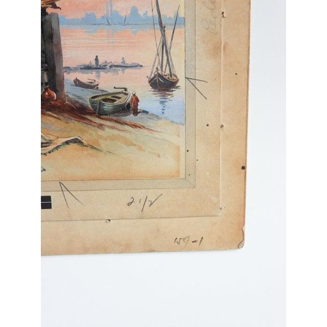 Early 20th Century Levant Minaret Harbor Scene Painting For Sale - Image 4 of 7