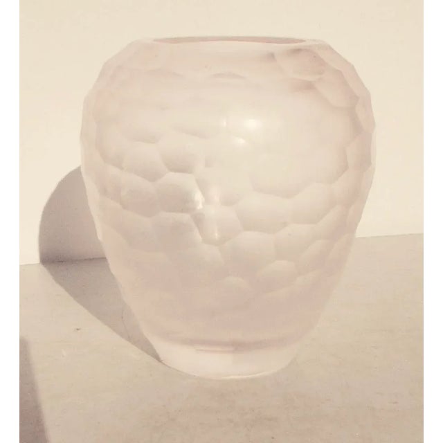 Glass Vintage Hand-Carved & Faceted Pink Glass Vase For Sale - Image 7 of 7