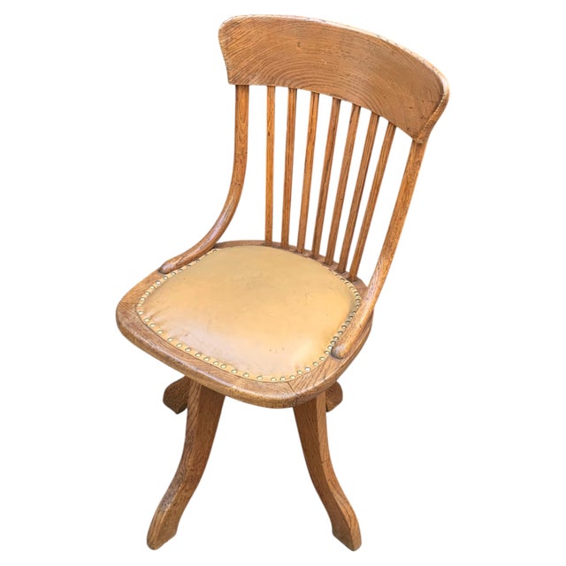 Victorian Bentwood Desk Chair in Racing Green Leather and Brass Studs, 1890s For Sale - Image 5 of 8