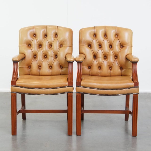 Chesterfield Chairs in Cowhide Leather, Set of 2 For Sale - Image 18 of 18