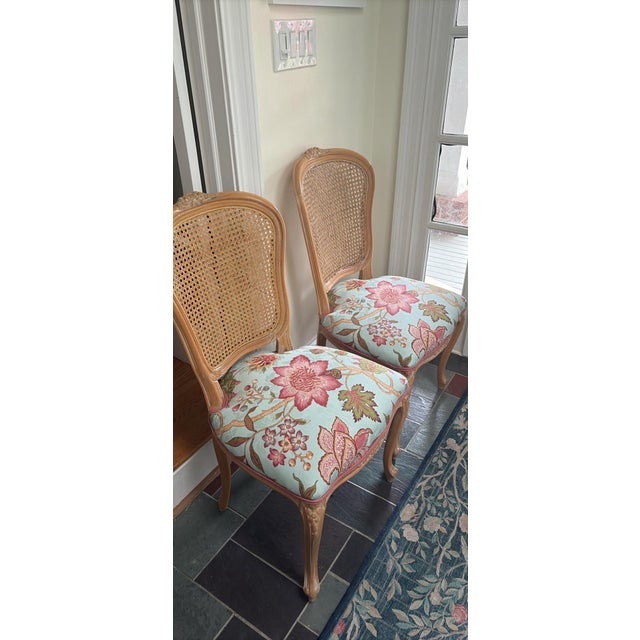 Pair Vintage Italian Rococo Wood and Cane Side Chairs For Sale In Washington DC - Image 6 of 6