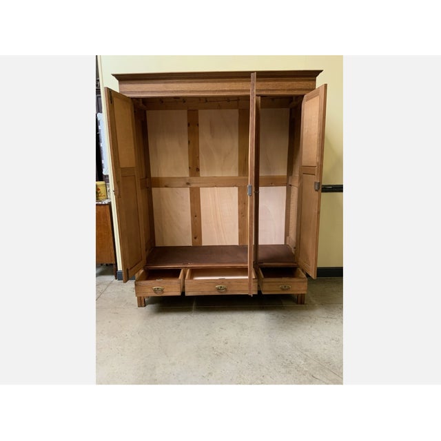 Brown Antique Art Nouveau Wardrobe in Oak, 1910 For Sale - Image 8 of 11
