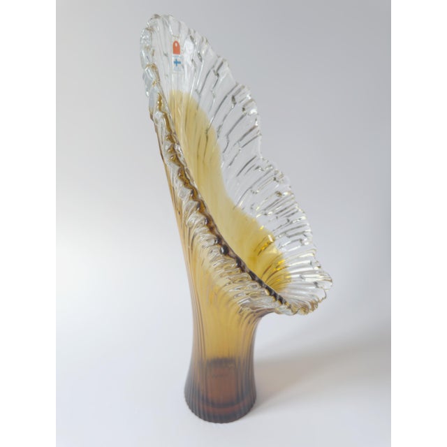 Large Scandinavian Sculptural Art Glass Vase by Tauno Wirkkala for Humppila, 1970s For Sale - Image 4 of 17