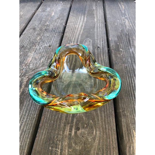 Green Mid Century Murano olle Art Glass Bowl For Sale - Image 8 of 13