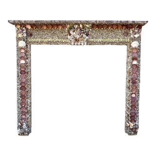 Seashell Encrusted Fireplace Surround and Mantel For Sale
