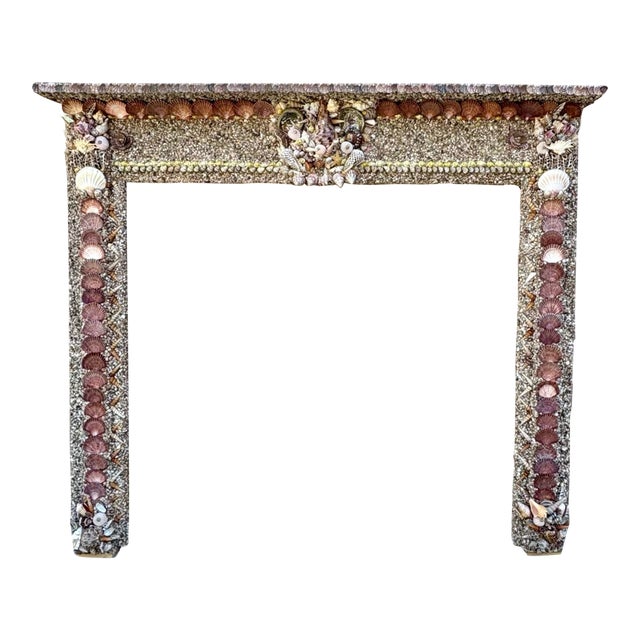 Seashell Encrusted Fireplace Surround and Mantel For Sale