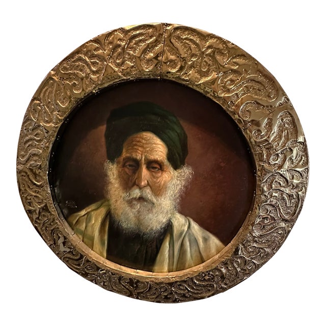 1920's Framed Tunisian Oil Painting Portrait For Sale