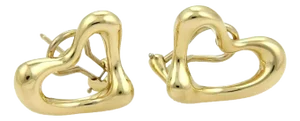 Tiffany & Co. Peretti 18k Yellow Gold Open Heart Post Clip Earrings, 2 Pieces