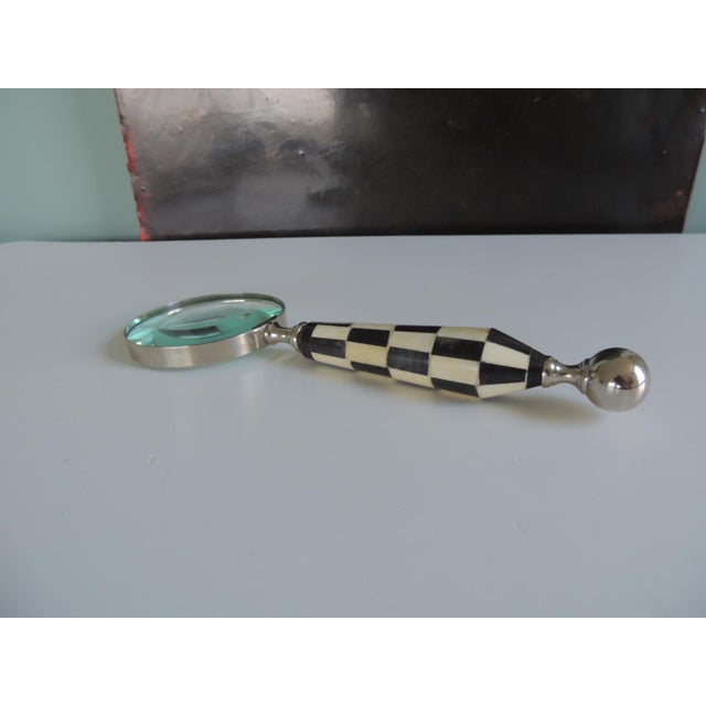 Large Black & White Faux-Bone Handle Magnifying Glass Book Reader Size: 12"L x 4"D