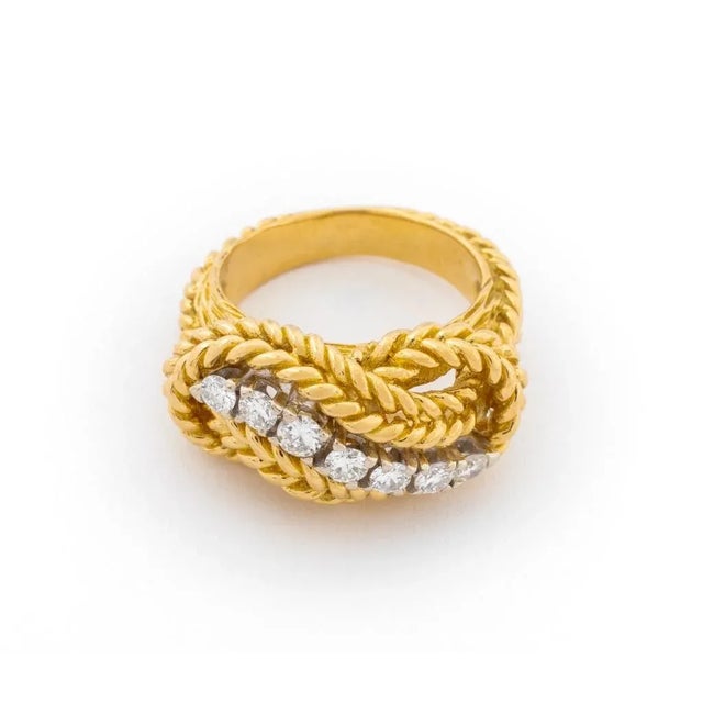Mid 20th Century 18k Yellow Gold Diamond Knot Ring For Sale - Image 5 of 6