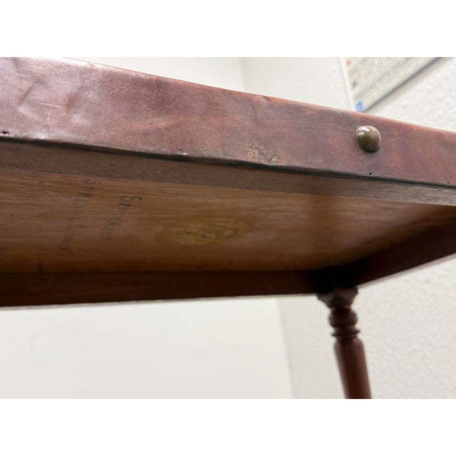 Estudio Taller Corongo Tooled Leather Top Side Tables, Vintage For Sale - Image 11 of 12