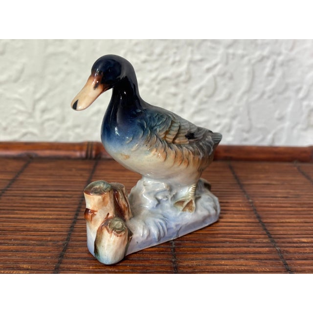 Mid 20th Century Mid 20th Century Japanese Blue Porcelain Duck Figurine For Sale - Image 5 of 8