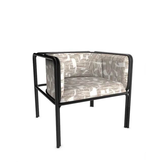 Not Yet Made - Made To Order Collector Az1 Armchair Douce Folie Grége Fabric and Black Lacquered Metal by Francesco Zonca For Sale - Image 5 of 5