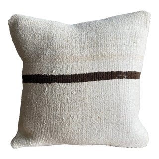 Vintage Rug Pillow Cover With Stripes For Sale