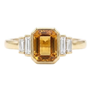 Citrine Wedding Ring, Art Deco Statement Ring November Birthstone Ring Us 7 For Sale