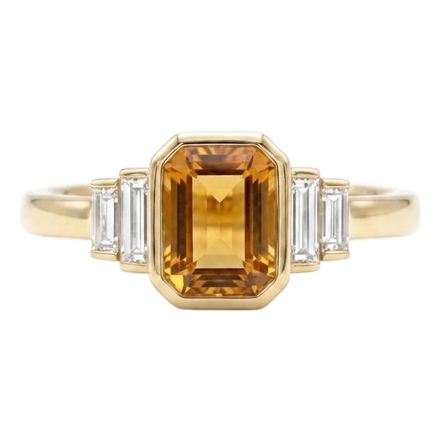 Citrine Wedding Ring, Art Deco Statement Ring November Birthstone Ring Us 7 For Sale