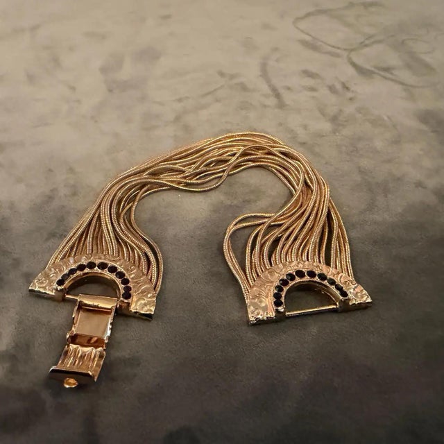 2000s Art Deco Style Women's Costume Jewelry Italian Vintage Bracelet For Sale - Image 6 of 10