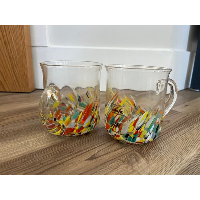 Murano Late 20th Century Hand-Blown Murano Glass Mugs - a Pair For Sale - Image 4 of 9