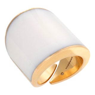 1980s Vhernier Cacholong 18k Rose Gold Vague Ring, Size 7.5 For Sale
