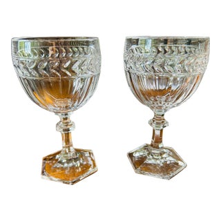 1990's Crystal Villeroy & Boch Miss Desiree Pattern Wine Glasses -a Pair For Sale