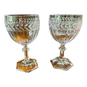 1990's Crystal Villeroy & Boch Miss Desiree Pattern Wine Glasses -a Pair