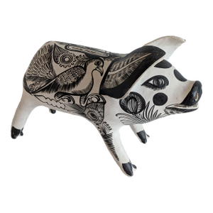 Rare Vintage Signed Juan Marcelo Mexico Folk Art Pottery Pig Sculpture Piggy Bank