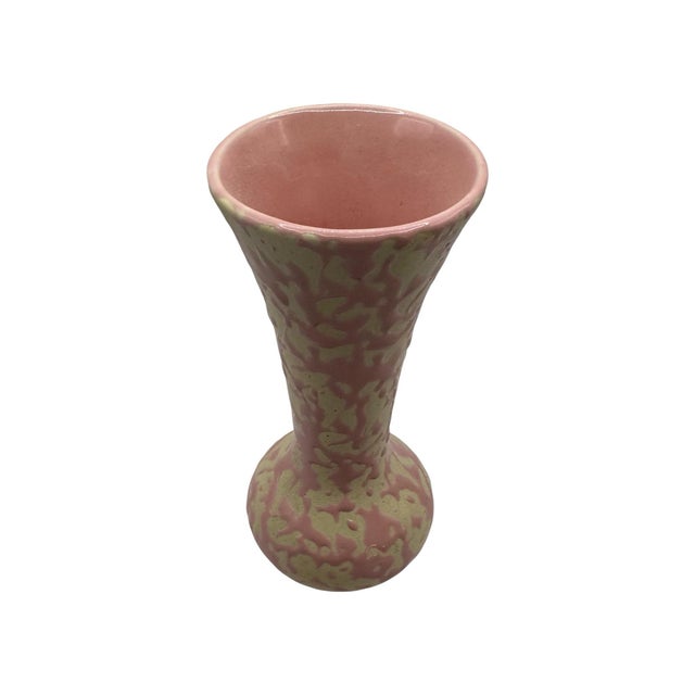 Vintage McCoy Pink & White Brocade Vase For Sale - Image 9 of 12