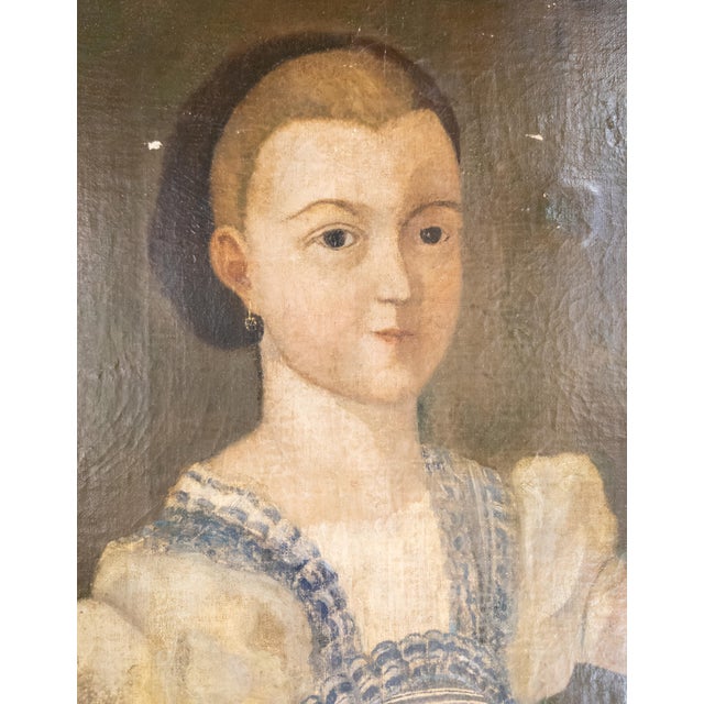 19th Century English Folk Provincial Portrait of a Girl and Westie Dog For Sale - Image 11 of 18