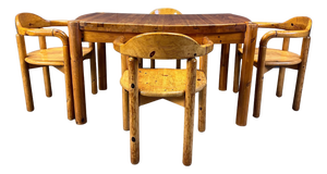 Pine Wood Dining Table and Chairs C.J. Rosengaarden, 1970s, Set of 5