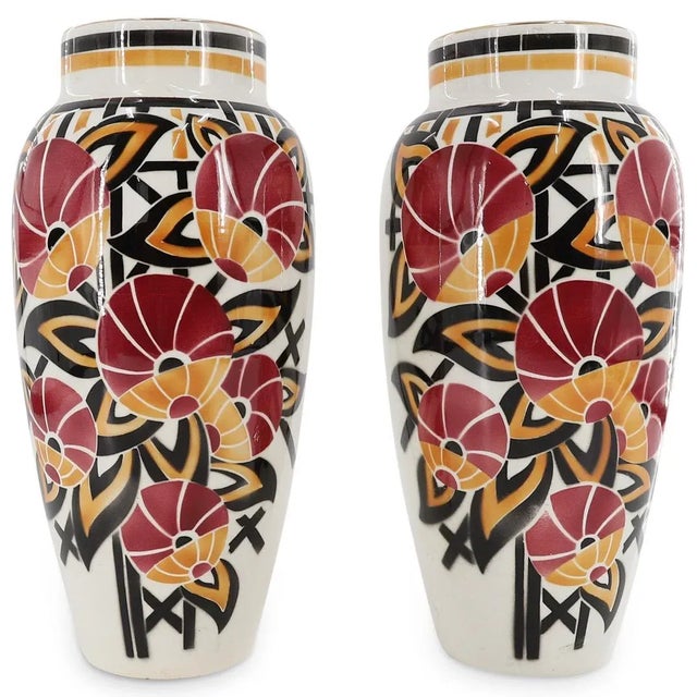 Early 20th Century Pair of French Luneville Glazed Vases For Sale - Image 5 of 5