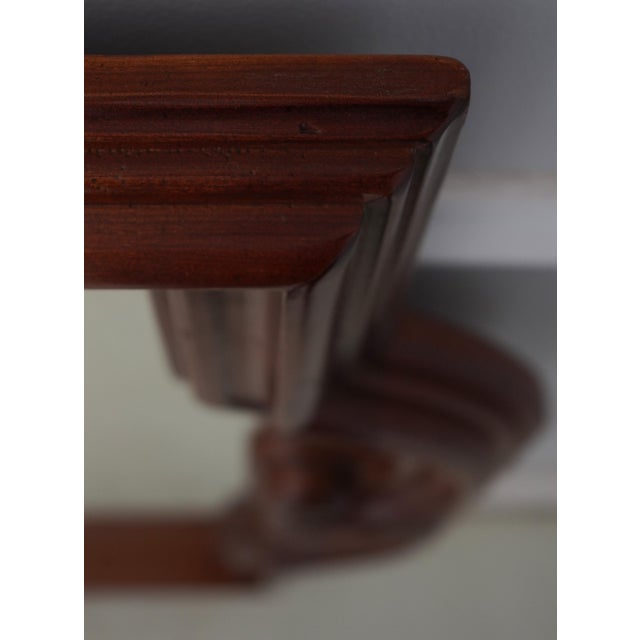 Wood Harden Distressed Cherry Shapely Frame Mirror For Sale - Image 7 of 10