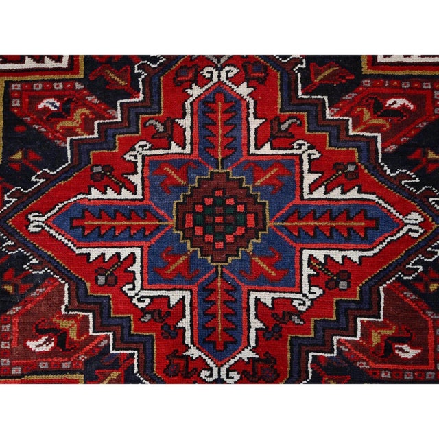1960 8'4"x10'7" Penn Red Hand Knotted Clean With Centre Flower Element Oriental Rug For Sale - Image 12 of 12