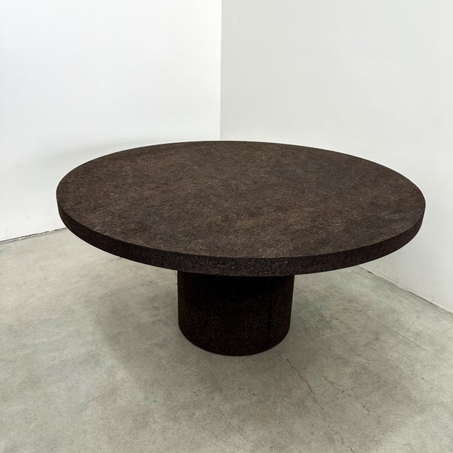 Chocolate Vintage 70s Chocolate Brown Cork Round Dining Table – MCM Postmodern Retro 80s For Sale - Image 8 of 10