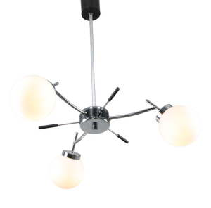 Mid-Century Italian Chrome and Opaline Chandelier