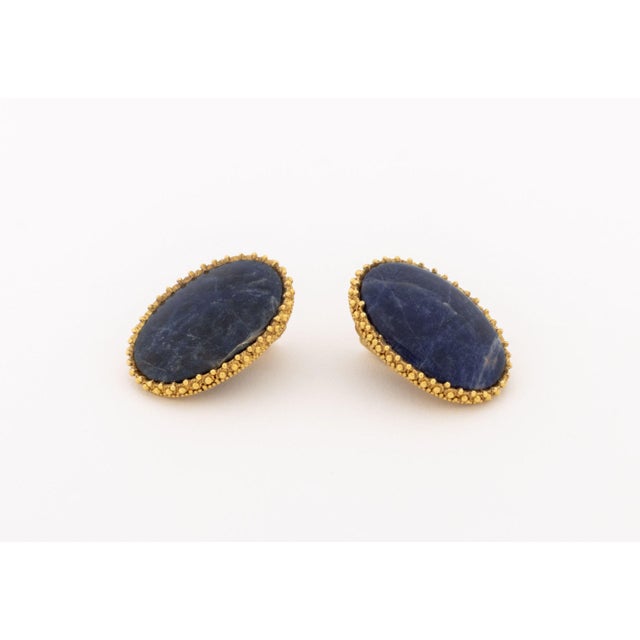 Lalaounis 18k Yellow Gold and Lapis Earrings For Sale In New York - Image 6 of 10