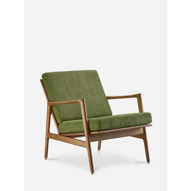 Stefan Lounge Chair in Green Fabric and Dark Wood, 2023 For Sale - Image 4 of 4