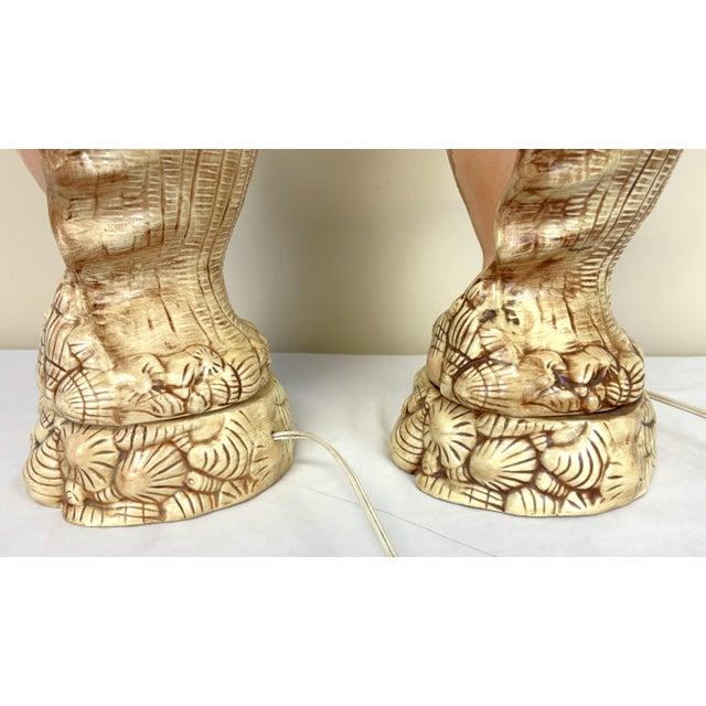 Vintage Ceramic Conch Shell Table Lamps C1986- A Pair For Sale - Image 14 of 18