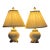 Vintage Lenox Floral Porcelain Table Lamps With Brass Accents and Pleated Shades - Pair For Sale
