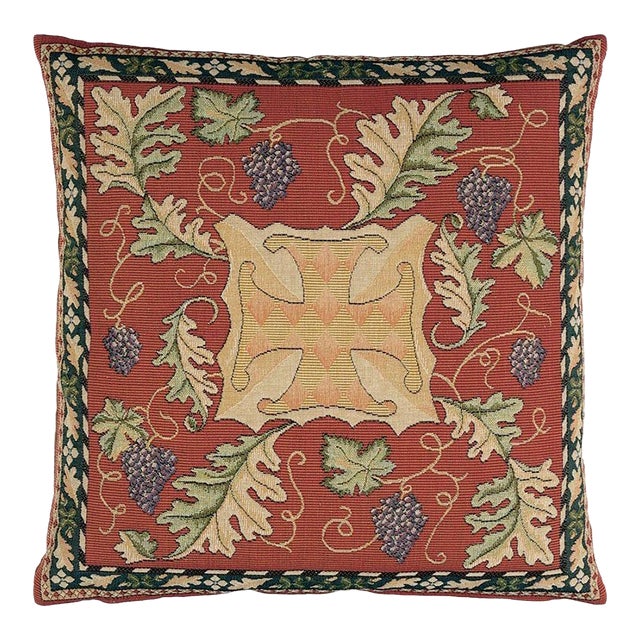 Oakleaves & Vine Tapestry Cushion With Feather Filler - 46x46cm (18"x18") For Sale