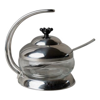 Vintage Lidded Box in Stainless Steel and Glass by Matteo Thun for WMF, 1980s For Sale